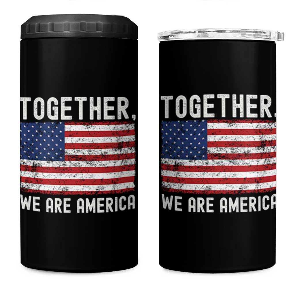 Together We Are America Vintage Football 4 in 1 Can Cooler Tumbler Classic Patriotic Sports Bunny Inspirational Quote TS02 One Size: 16 oz Black Print Your Wear