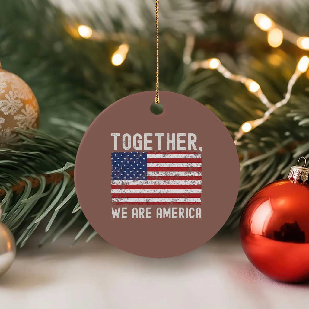 Together We Are America Vintage Football Ceramic Ornament Classic Patriotic Sports Bunny Inspirational Quote TS02 1pc Mocha Print Your Wear