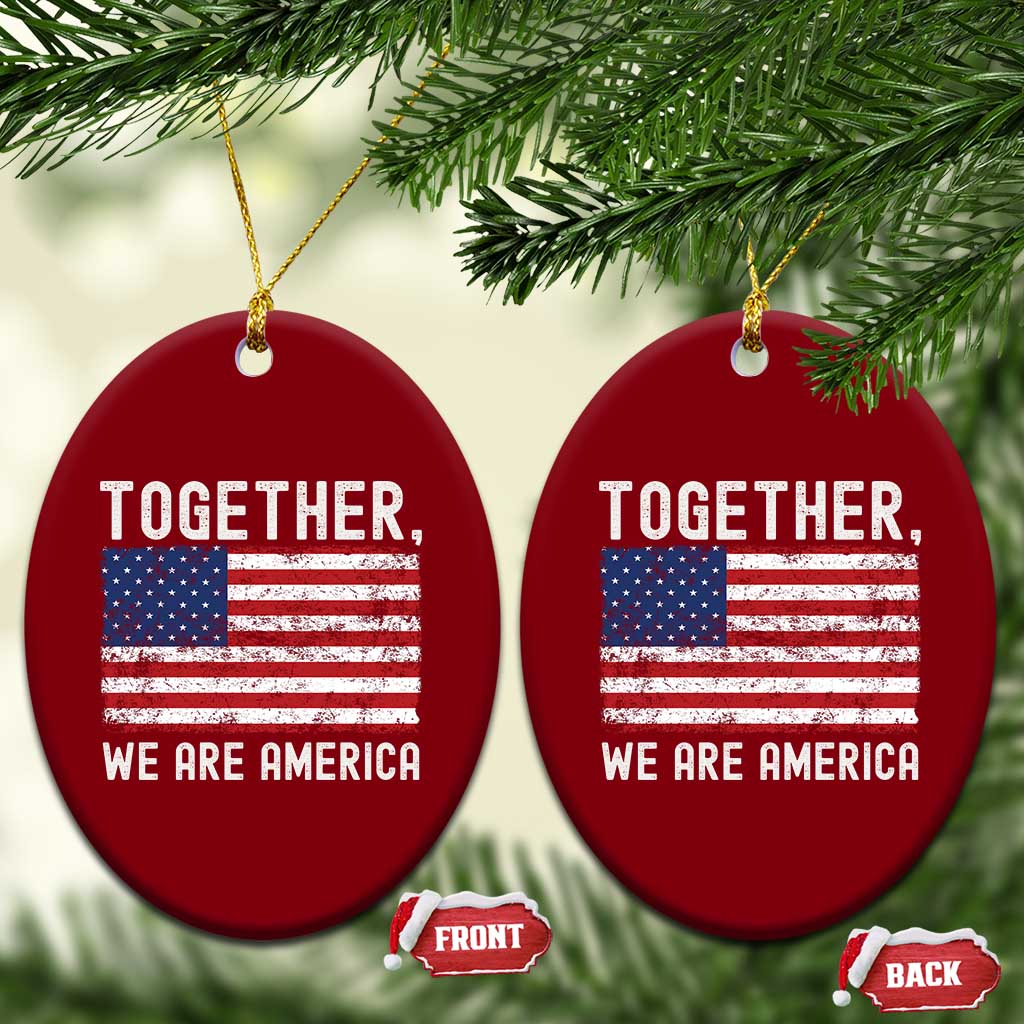 Together We Are America Vintage Football Ceramic Ornament Classic Patriotic Sports Bunny Inspirational Quote TS02 Print Your Wear