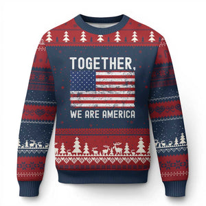 Together We Are America Vintage Football Ugly Christmas Sweater Classic Patriotic Sports Bunny Inspirational Quote TS02 Navy Red Print Your Wear