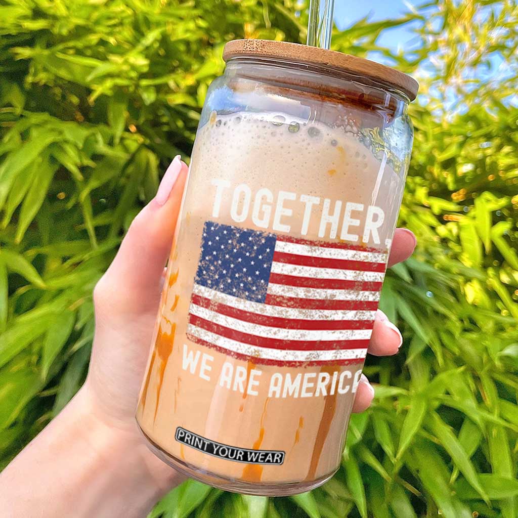 Together We Are America Vintage Football Glass Can Classic Patriotic Sports Bunny Inspirational Quote TS02 Black Print Your Wear