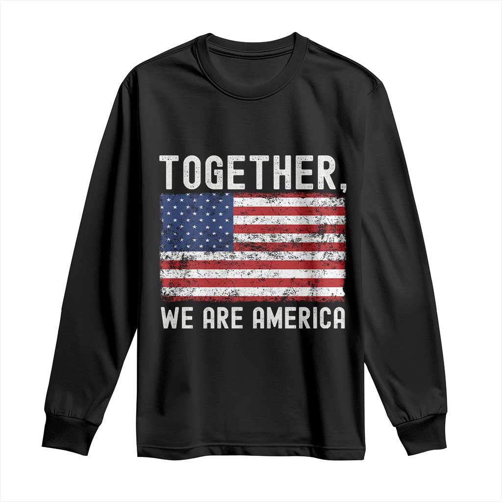 Together We Are America Vintage Football Long Sleeve Shirt Classic Patriotic Sports Bunny Inspirational Quote TS02 Black Print Your Wear