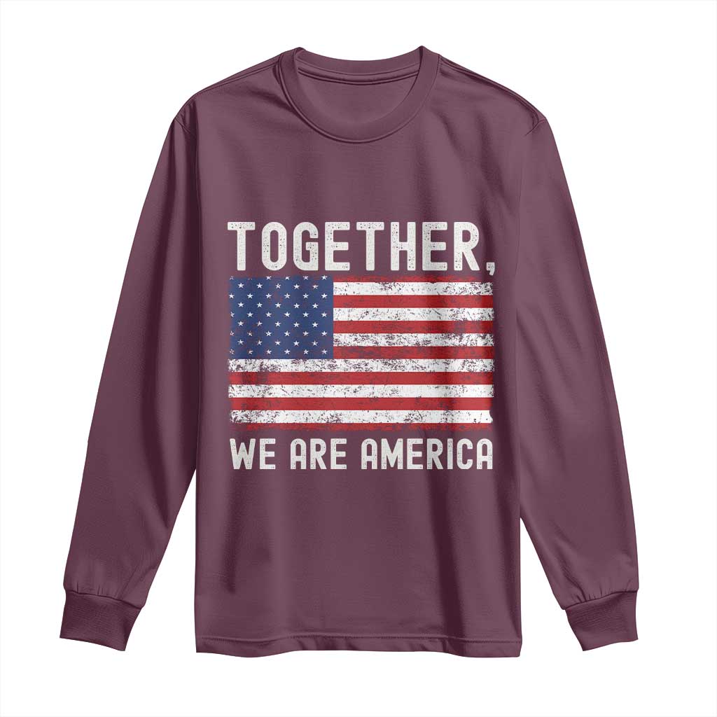 Together We Are America Vintage Football Long Sleeve Shirt Classic Patriotic Sports Bunny Inspirational Quote TS02 Maroon Print Your Wear
