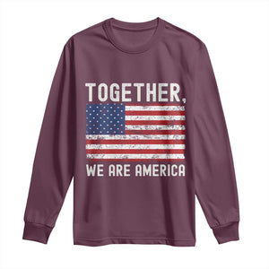 Together We Are America Vintage Football Long Sleeve Shirt Classic Patriotic Sports Bunny Inspirational Quote TS02 Maroon Print Your Wear
