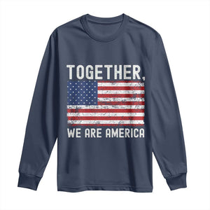 Together We Are America Vintage Football Long Sleeve Shirt Classic Patriotic Sports Bunny Inspirational Quote TS02 Navy Print Your Wear