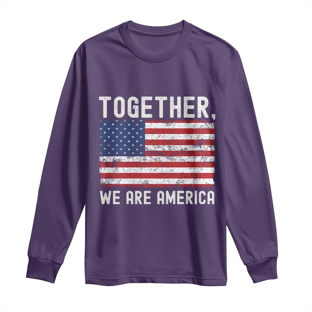 Together We Are America Vintage Football Long Sleeve Shirt Classic Patriotic Sports Bunny Inspirational Quote TS02 Purple Print Your Wear