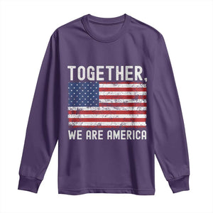 Together We Are America Vintage Football Long Sleeve Shirt Classic Patriotic Sports Bunny Inspirational Quote TS02 Purple Print Your Wear