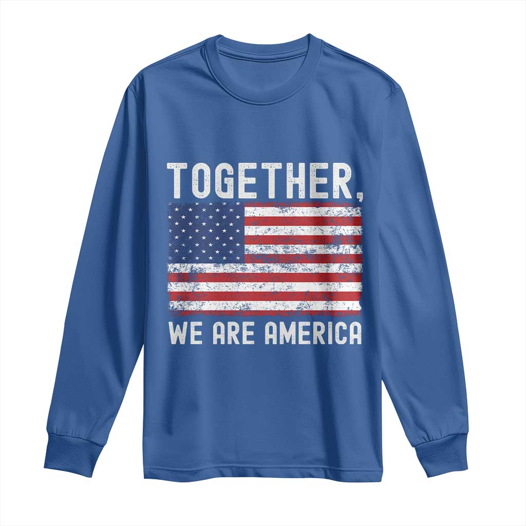 Together We Are America Vintage Football Long Sleeve Shirt Classic Patriotic Sports Bunny Inspirational Quote TS02 Royal Blue Print Your Wear
