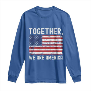 Together We Are America Vintage Football Long Sleeve Shirt Classic Patriotic Sports Bunny Inspirational Quote TS02 Royal Blue Print Your Wear