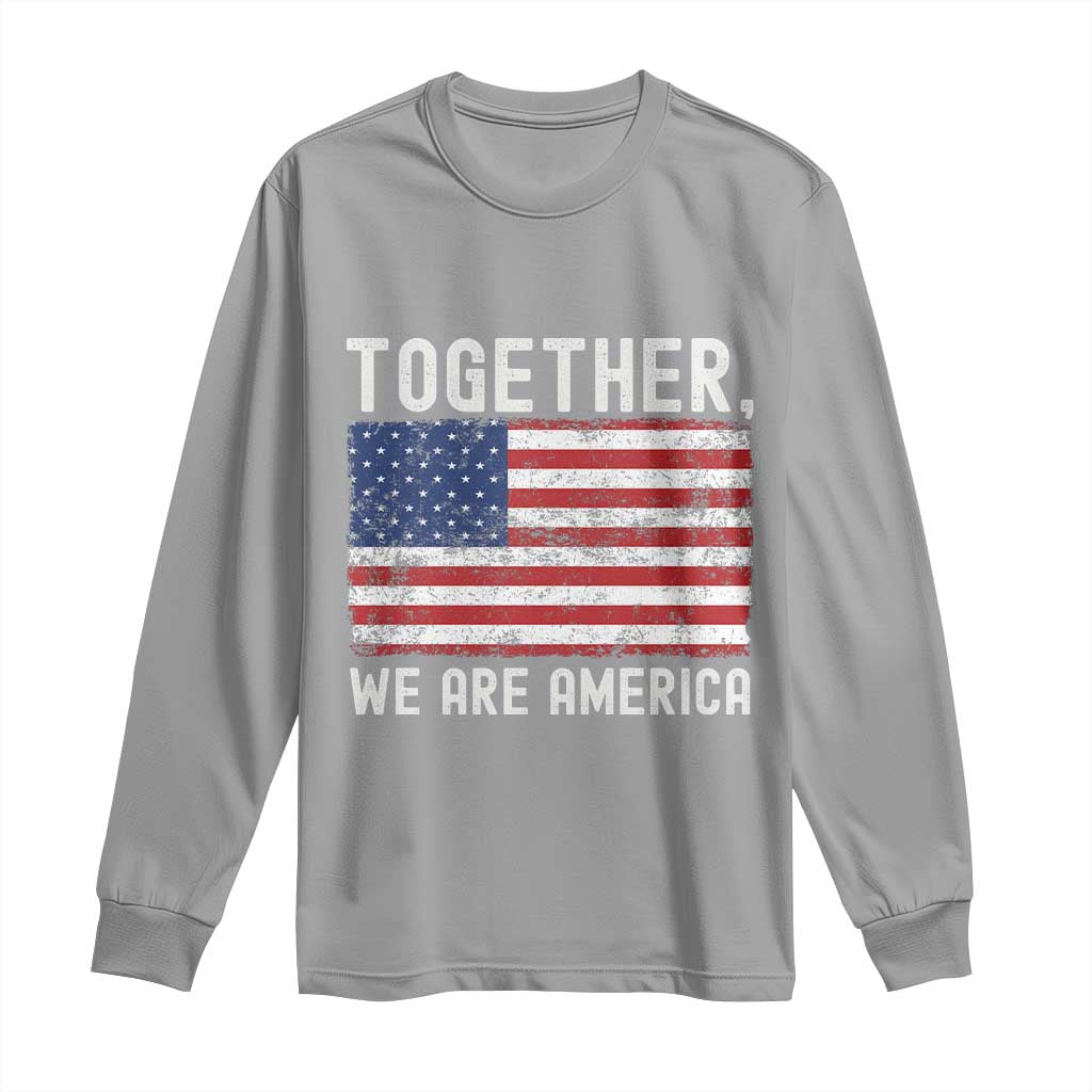 Together We Are America Vintage Football Long Sleeve Shirt Classic Patriotic Sports Bunny Inspirational Quote TS02 Sport Gray Print Your Wear