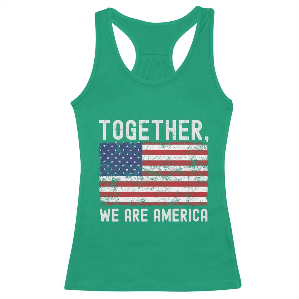 Together We Are America Vintage Football Racerback Tank Top Classic Patriotic Sports Bunny Inspirational Quote TS02 Irish Green Print Your Wear