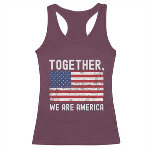 Together We Are America Vintage Football Racerback Tank Top Classic Patriotic Sports Bunny Inspirational Quote TS02 Maroon Print Your Wear