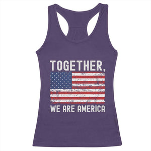Together We Are America Vintage Football Racerback Tank Top Classic Patriotic Sports Bunny Inspirational Quote TS02 Purple Print Your Wear