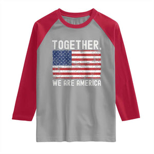 Together We Are America Vintage Football Raglan Shirt Classic Patriotic Sports Bunny Inspirational Quote TS02 Sport Gray Red Print Your Wear