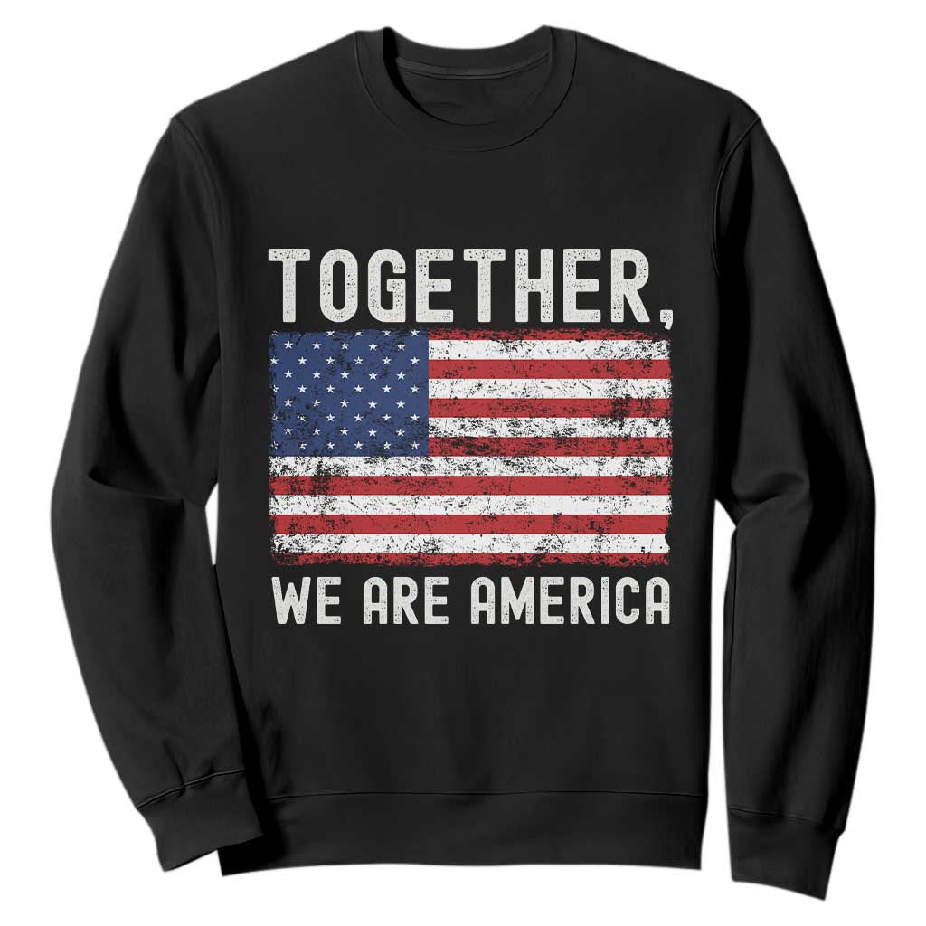 Together We Are America Vintage Football Sweatshirt Classic Patriotic Sports Bunny Inspirational Quote TS02 Black Print Your Wear