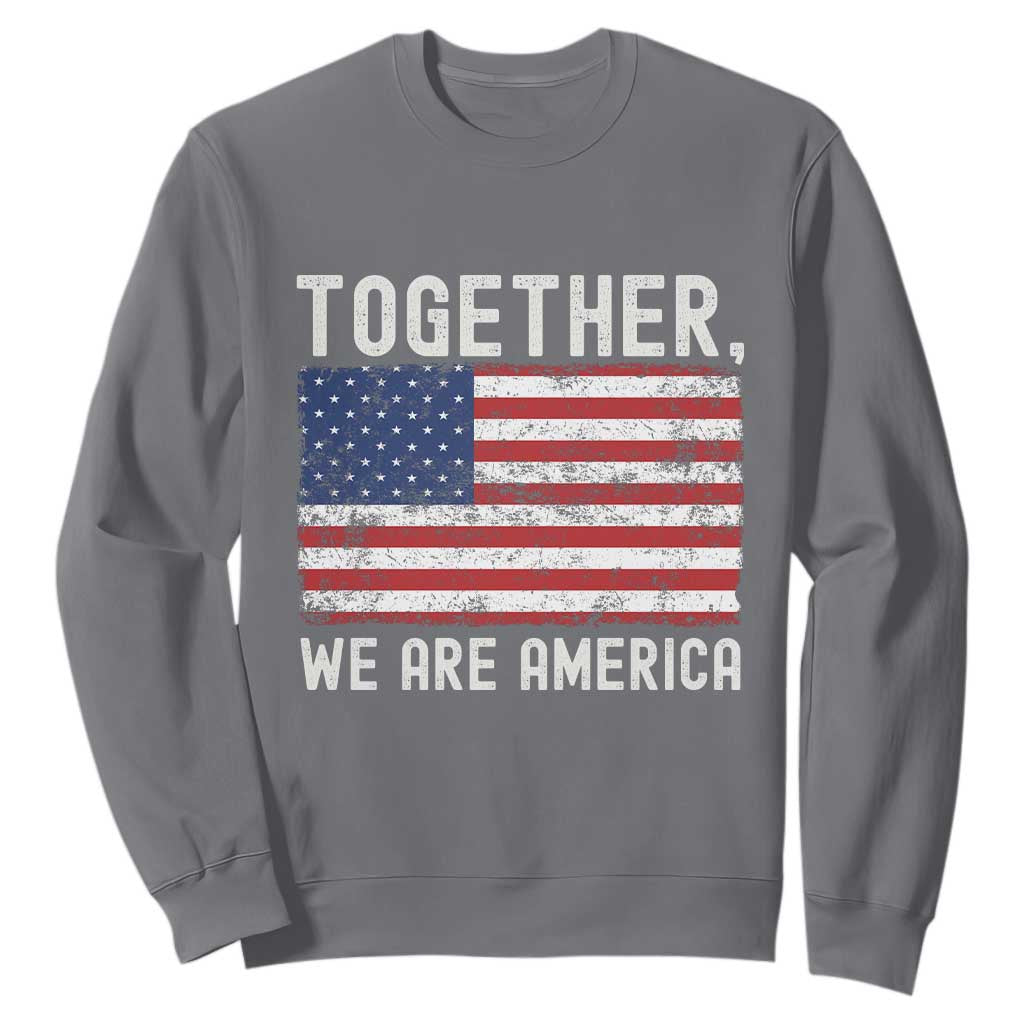 Together We Are America Vintage Football Sweatshirt Classic Patriotic Sports Bunny Inspirational Quote TS02 Charcoal Print Your Wear