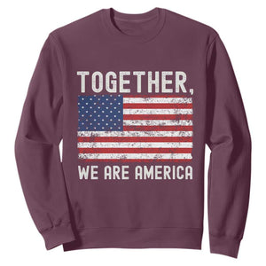 Together We Are America Vintage Football Sweatshirt Classic Patriotic Sports Bunny Inspirational Quote TS02 Maroon Print Your Wear