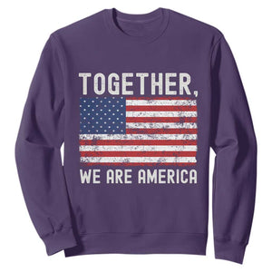 Together We Are America Vintage Football Sweatshirt Classic Patriotic Sports Bunny Inspirational Quote TS02 Purple Print Your Wear