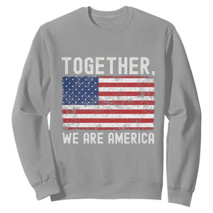 Together We Are America Vintage Football Sweatshirt Classic Patriotic Sports Bunny Inspirational Quote TS02 Sport Gray Print Your Wear