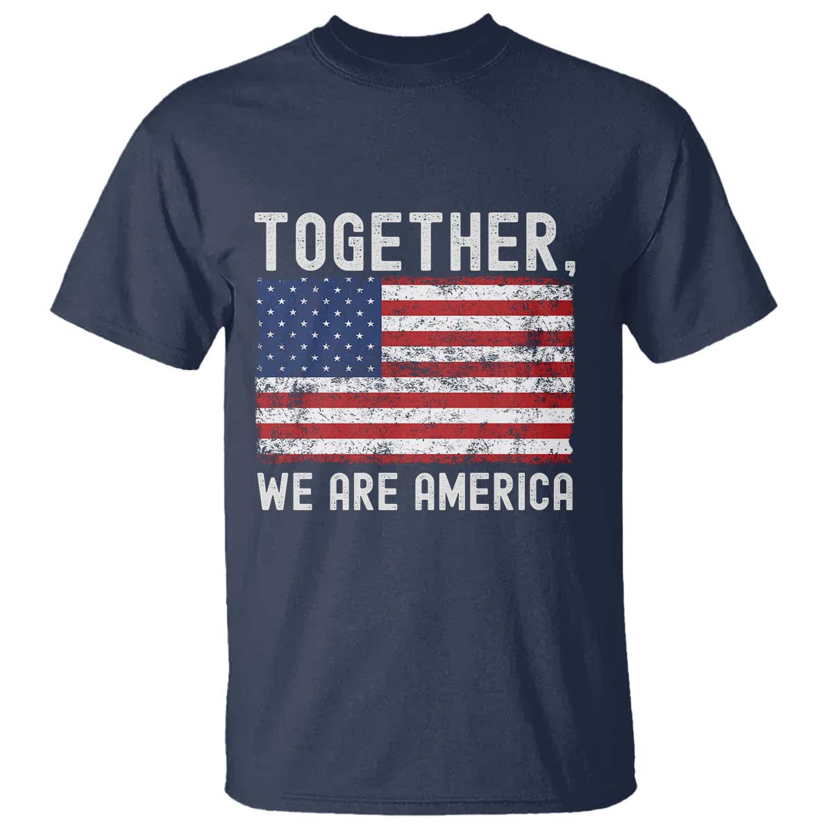 Together We Are America Vintage Football T Shirt Classic Patriotic Sports Bunny Inspirational Quote TS02 Navy Print Your Wear