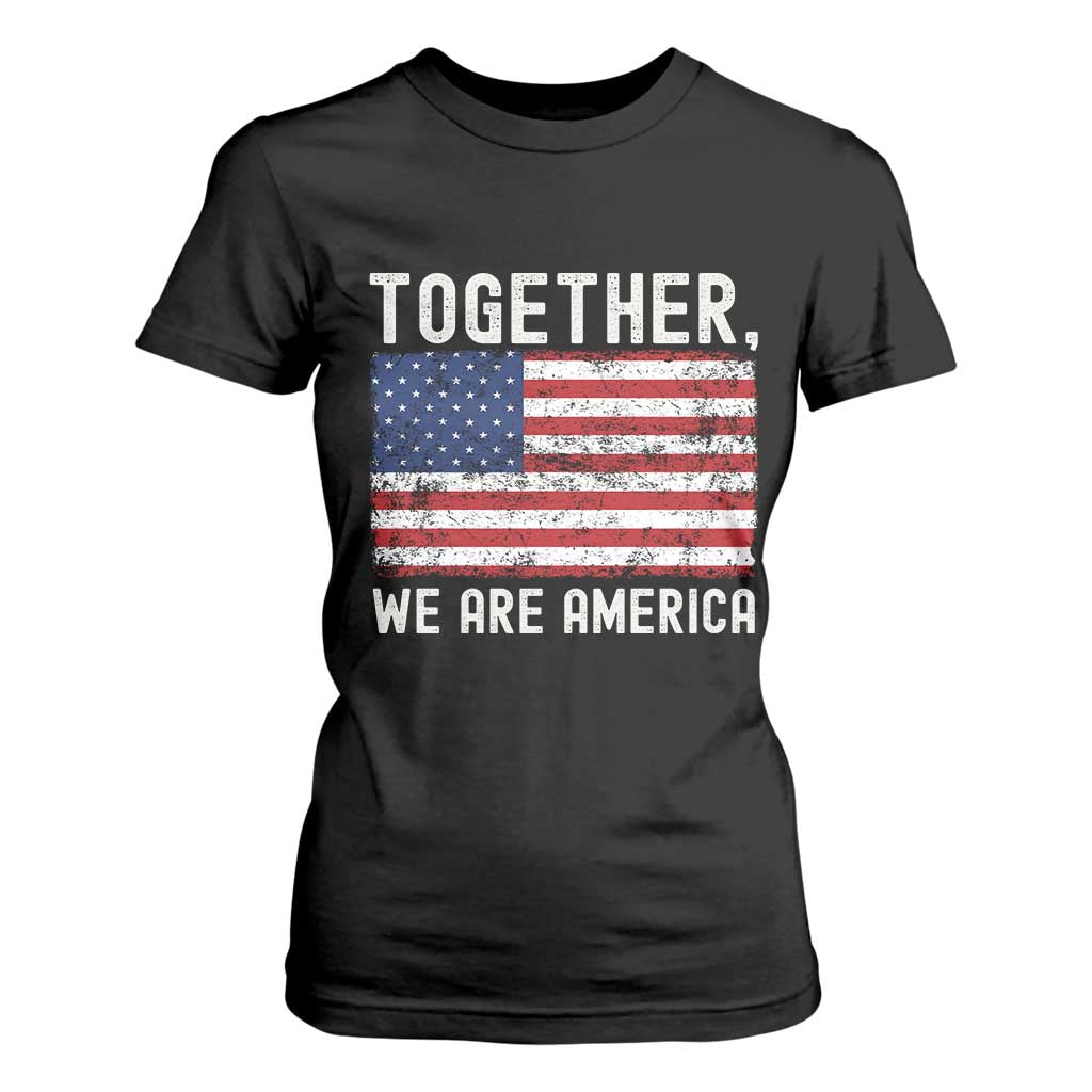 Together We Are America Vintage Football T Shirt For Women Classic Patriotic Sports Bunny Inspirational Quote TS02 Black Print Your Wear