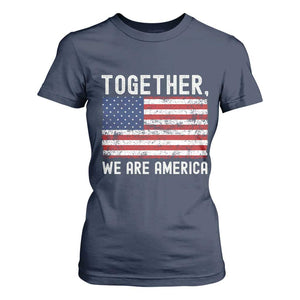 Together We Are America Vintage Football T Shirt For Women Classic Patriotic Sports Bunny Inspirational Quote TS02 Navy Print Your Wear
