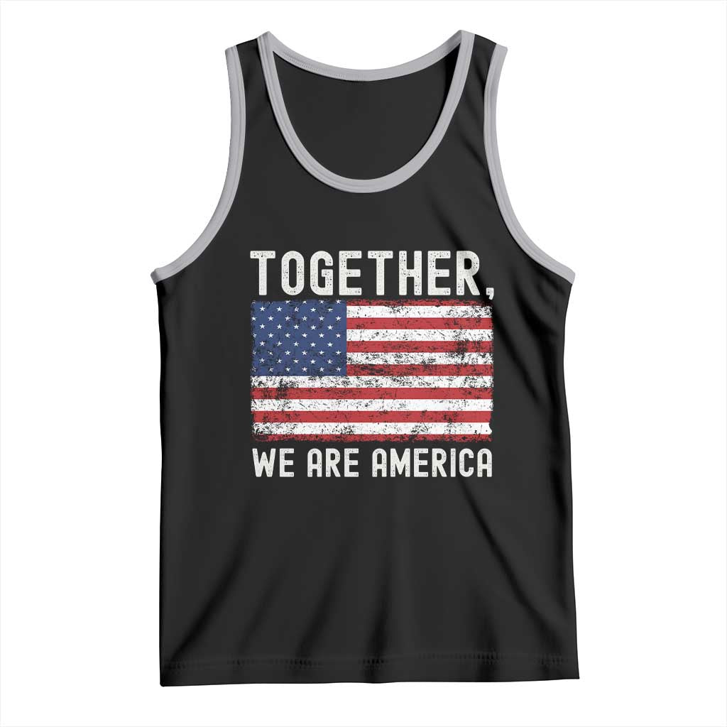 Together We Are America Vintage Football Tank Top Classic Patriotic Sports Bunny Inspirational Quote TS02 Black Athletic Heather Print Your Wear