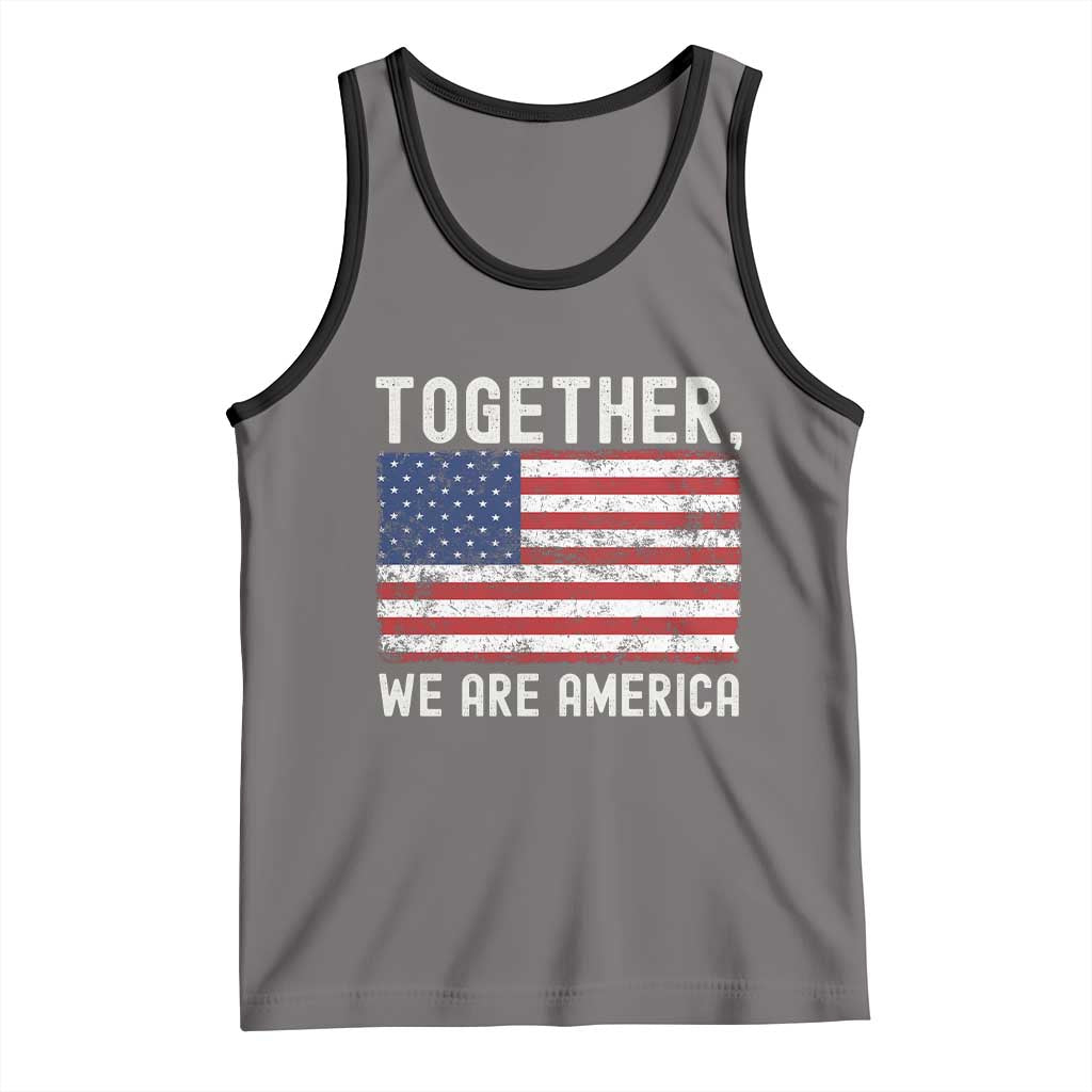 Together We Are America Vintage Football Tank Top Classic Patriotic Sports Bunny Inspirational Quote TS02 Deep Heather Black Print Your Wear