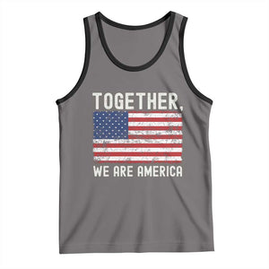 Together We Are America Vintage Football Tank Top Classic Patriotic Sports Bunny Inspirational Quote TS02 Deep Heather Black Print Your Wear