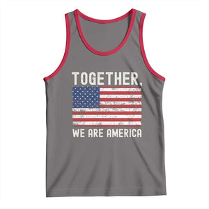 Together We Are America Vintage Football Tank Top Classic Patriotic Sports Bunny Inspirational Quote TS02 Deep Heather Red Print Your Wear