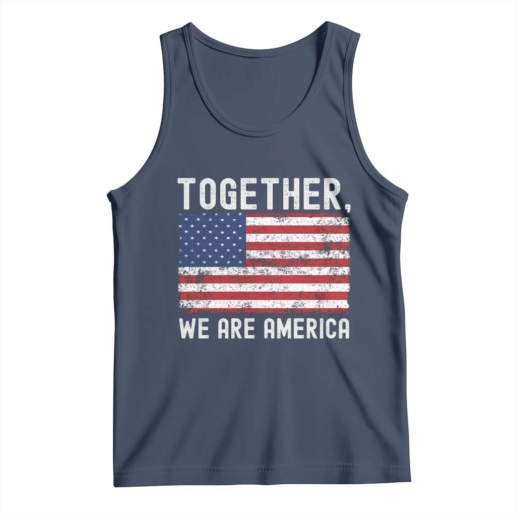 Together We Are America Vintage Football Tank Top Classic Patriotic Sports Bunny Inspirational Quote TS02 Navy Print Your Wear