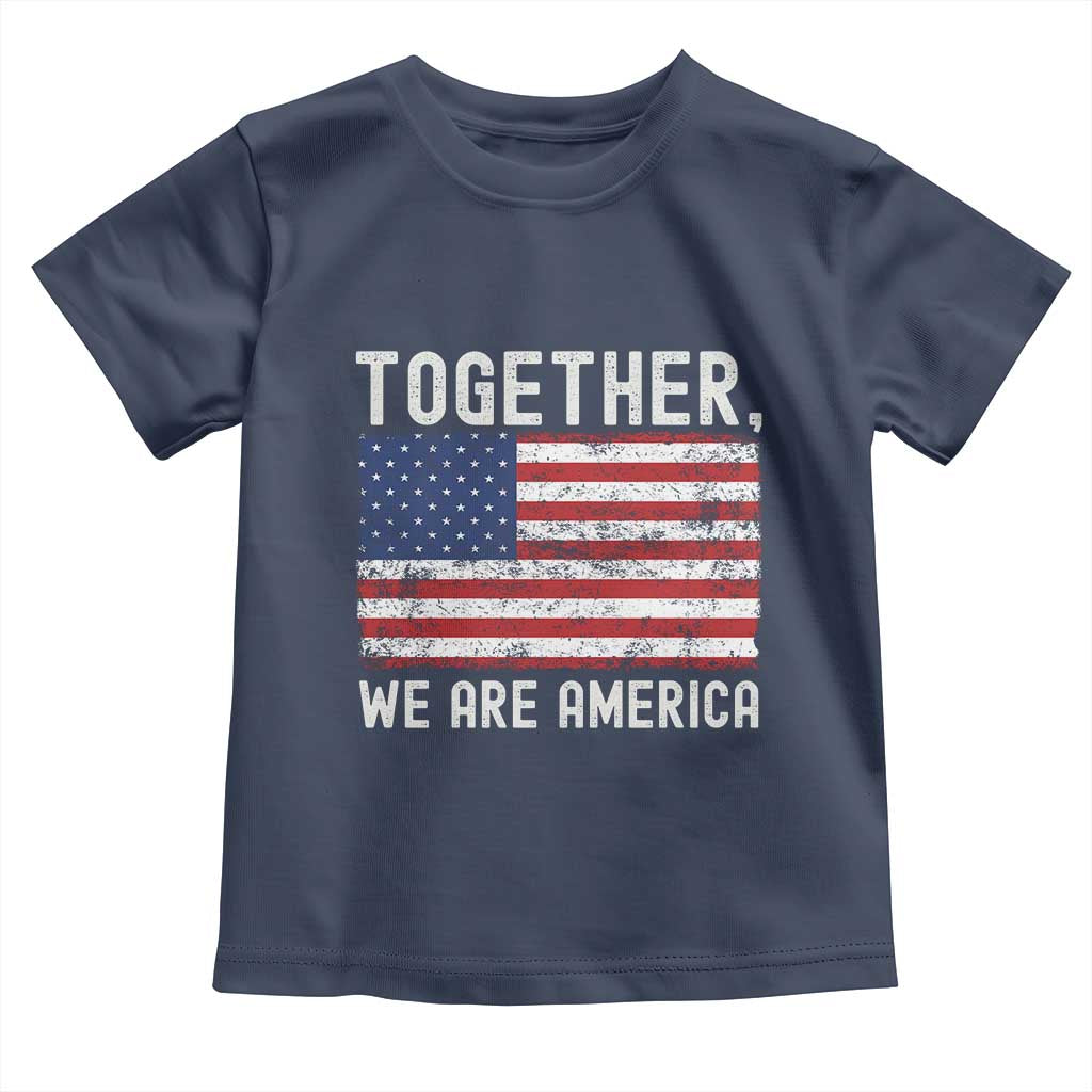 Together We Are America Vintage Football Toddler T Shirt Classic Patriotic Sports Bunny Inspirational Quote TS02 Navy Print Your Wear