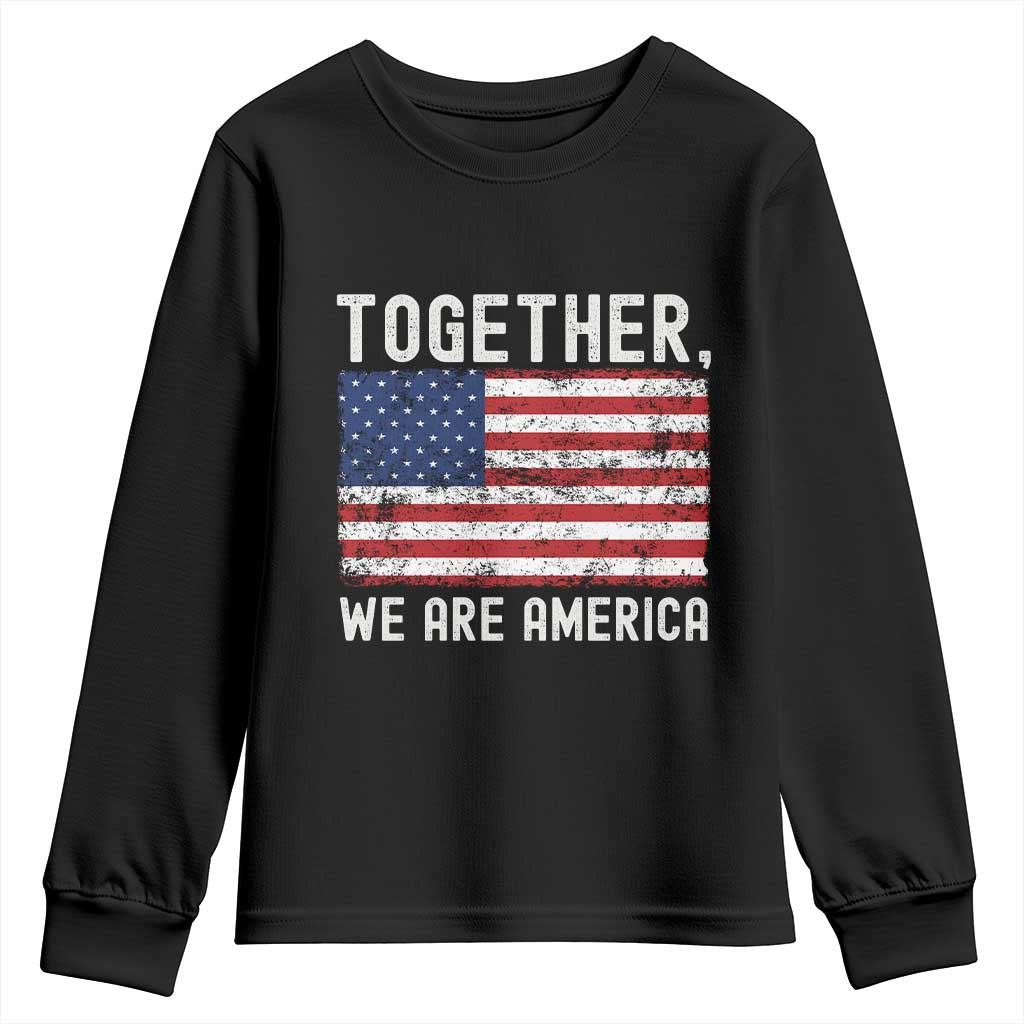 Together We Are America Vintage Football Youth Sweatshirt Classic Patriotic Sports Bunny Inspirational Quote TS02 Black Print Your Wear