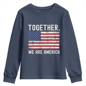Together We Are America Vintage Football Youth Sweatshirt Classic Patriotic Sports Bunny Inspirational Quote TS02 Navy Print Your Wear