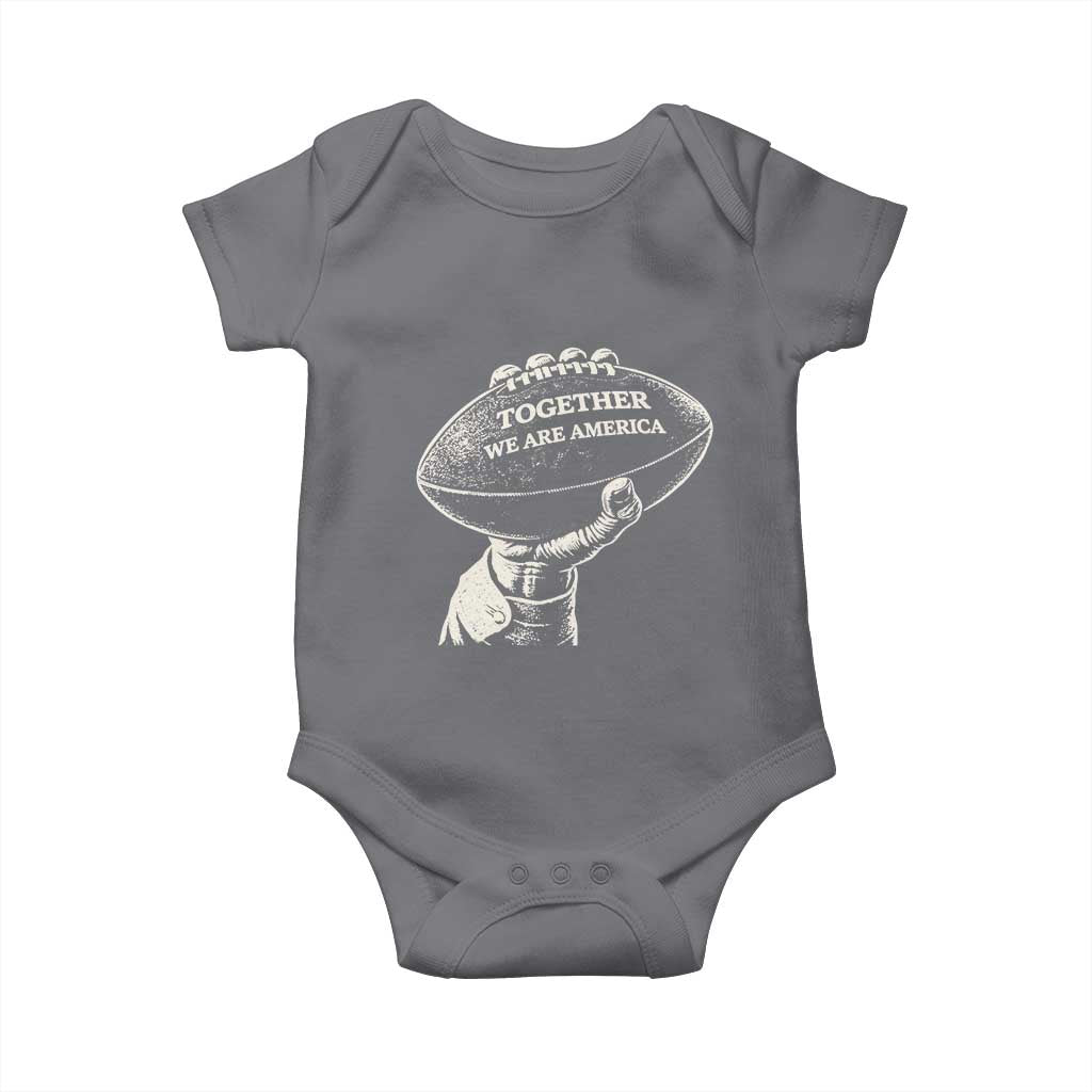 Together We Are America Vintage Football Baby Onesie Patriotic Sports Pride Bunny Inspirational Quote TS02 Charcoal Print Your Wear