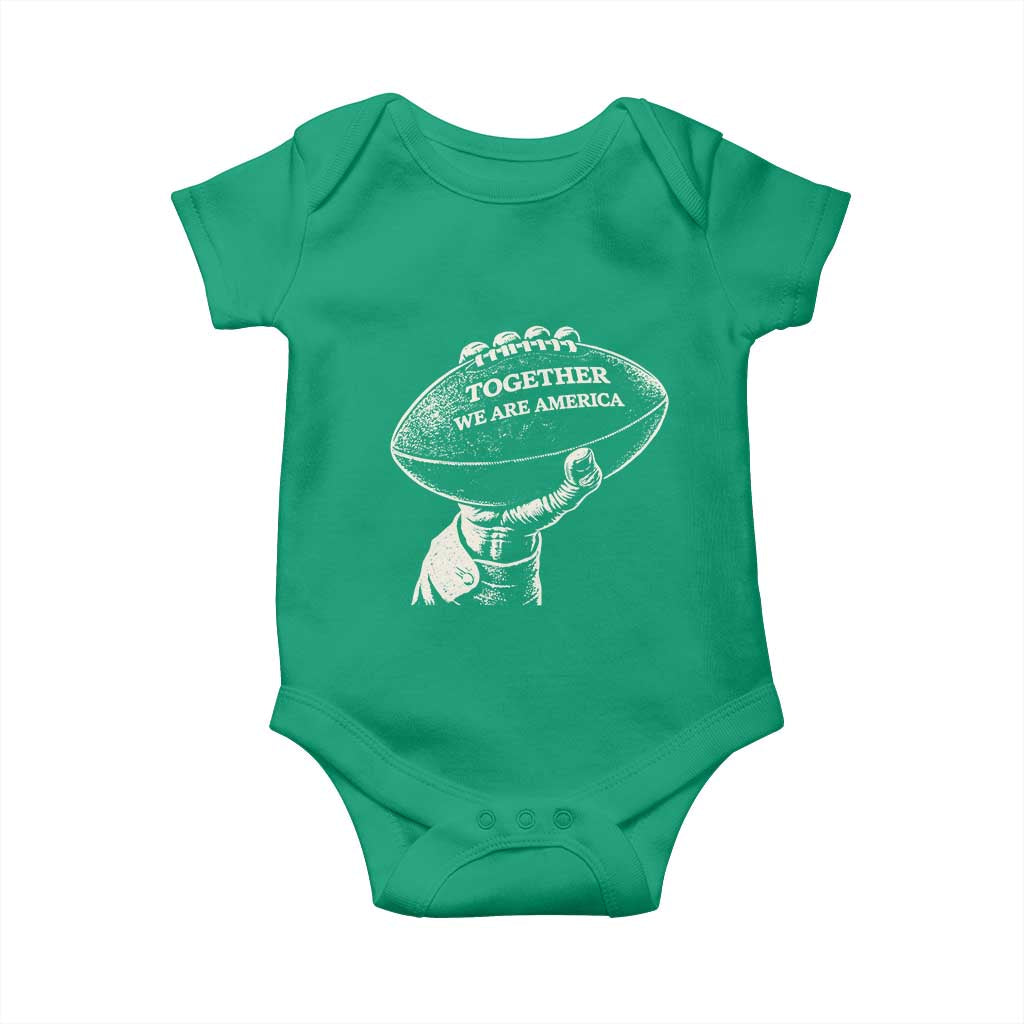 Together We Are America Vintage Football Baby Onesie Patriotic Sports Pride Bunny Inspirational Quote TS02 Irish Green Print Your Wear