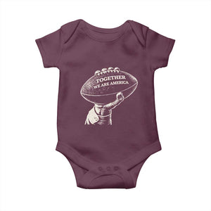 Together We Are America Vintage Football Baby Onesie Patriotic Sports Pride Bunny Inspirational Quote TS02 Maroon Print Your Wear