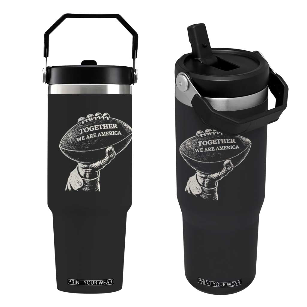 Together We Are America Vintage Football Flip Straw Tumbler Patriotic Sports Pride Bunny Inspirational Quote TS02 One Size: 30 oz Black Print Your Wear