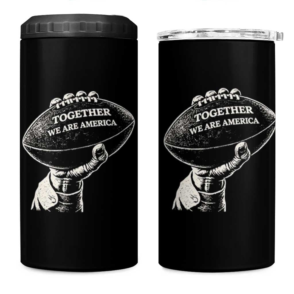 Together We Are America Vintage Football 4 in 1 Can Cooler Tumbler Patriotic Sports Pride Bunny Inspirational Quote TS02 One Size: 16 oz Black Print Your Wear
