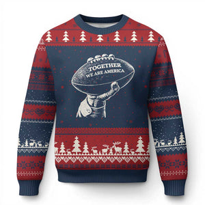 Together We Are America Vintage Football Ugly Christmas Sweater Patriotic Sports Pride Bunny Inspirational Quote TS02 Navy Red Print Your Wear