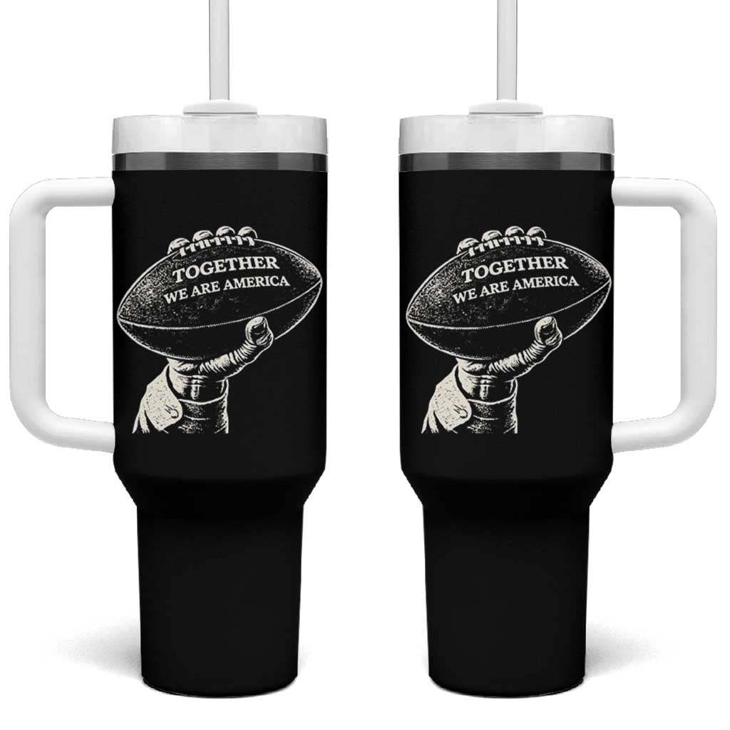 Together We Are America Vintage Football Tumbler With Handle Patriotic Sports Pride Bunny Inspirational Quote TS02 One Size: 40 oz Black Print Your Wear