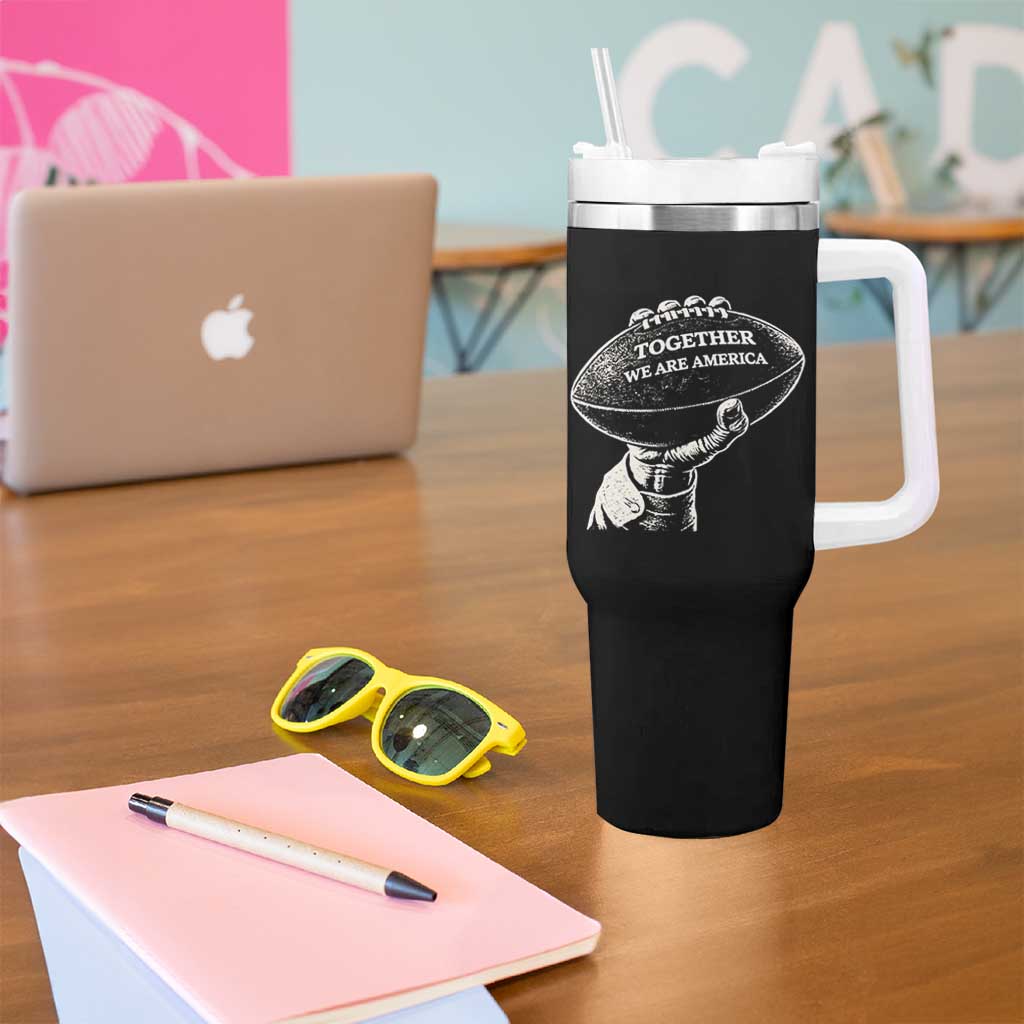 Together We Are America Vintage Football Tumbler With Handle Patriotic Sports Pride Bunny Inspirational Quote TS02 Print Your Wear