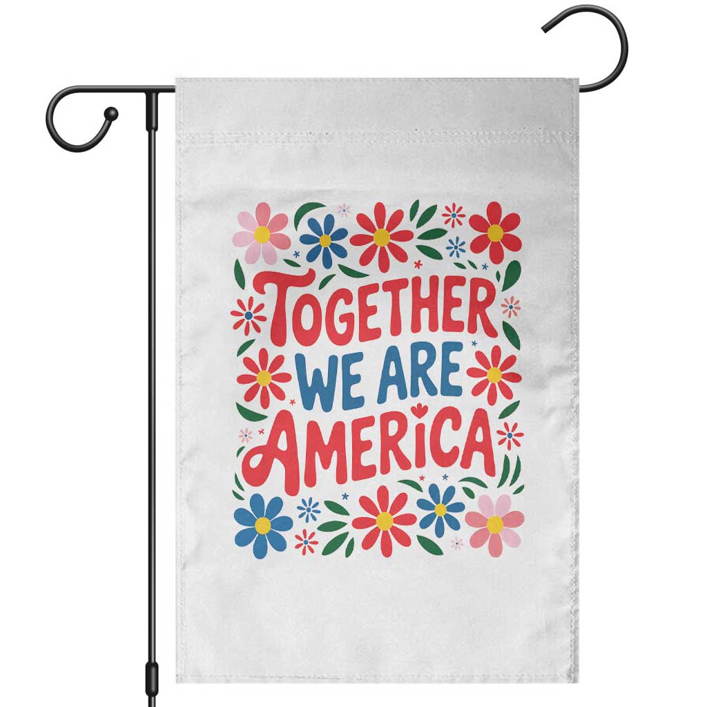 Together We Are America Floral Patriotic Garden Flag Retro Red White and Blue Bunny Inspirational Quote TS02 White Print Your Wear