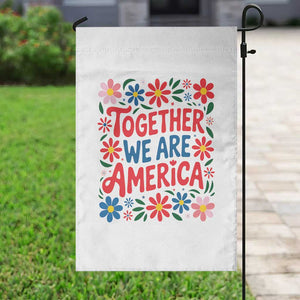 Together We Are America Floral Patriotic Garden Flag Retro Red White and Blue Bunny Inspirational Quote TS02 Print Your Wear