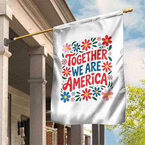 Together We Are America Floral Patriotic Garden Flag Retro Red White and Blue Bunny Inspirational Quote TS02 Print Your Wear