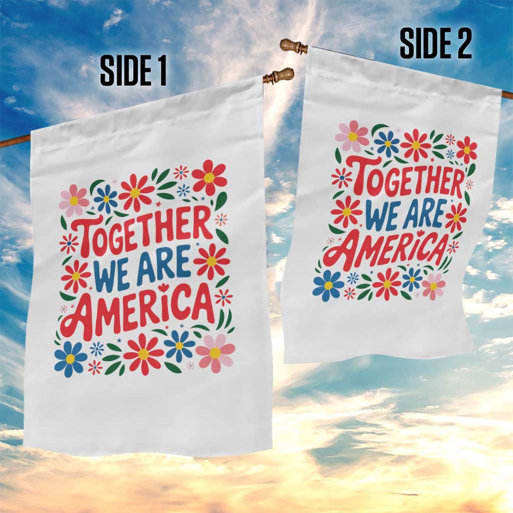 Together We Are America Floral Patriotic Garden Flag Retro Red White and Blue Bunny Inspirational Quote TS02 Print Your Wear