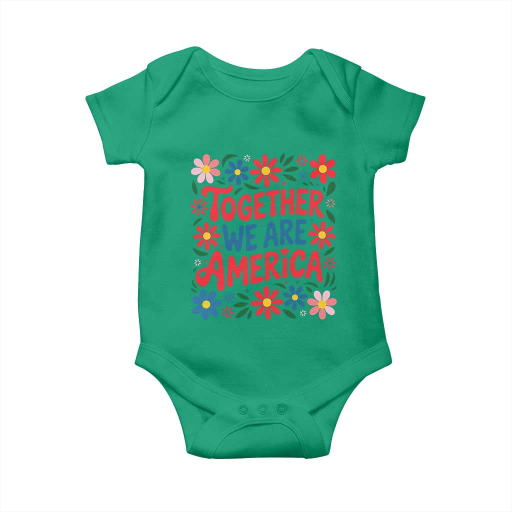 Together We Are America Floral Patriotic Baby Onesie Retro Red White and Blue Bunny Inspirational Quote TS02 Irish Green Print Your Wear