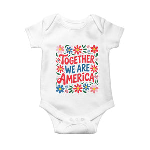 Together We Are America Floral Patriotic Baby Onesie Retro Red White and Blue Bunny Inspirational Quote TS02 White Print Your Wear