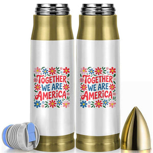 Together We Are America Floral Patriotic Bullet Tumbler Retro Red White and Blue Bunny Inspirational Quote TS02 White Print Your Wear