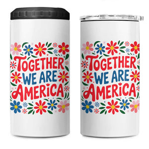 Together We Are America Floral Patriotic 4 in 1 Can Cooler Tumbler Retro Red White and Blue Bunny Inspirational Quote TS02 One Size: 16 oz White Print Your Wear